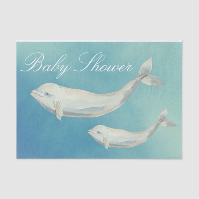 Beluga Whale Mama und Calf Baby Dusche Seidenpapier (Vorderseite)