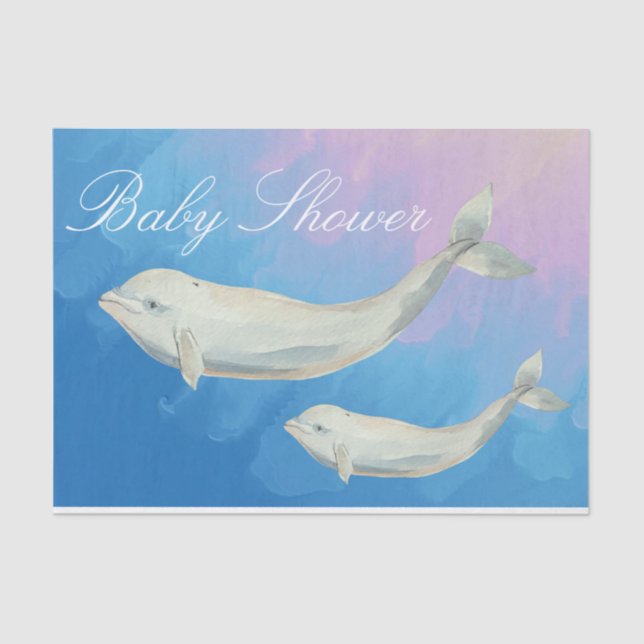 Beluga Whale Mama und Calf Baby Dusche Seidenpapier (Vorderseite)