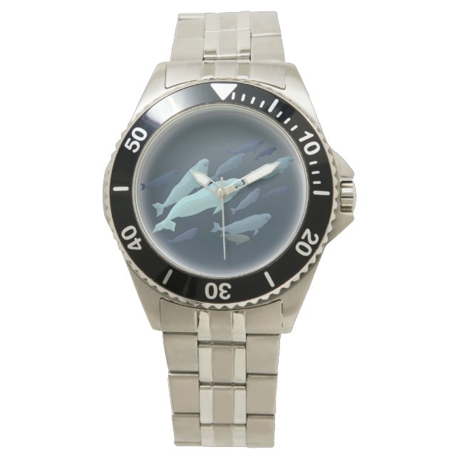 Beluga Whale Niedlich Baby Beluga Wrist Watch Armbanduhr (Vorderseite)