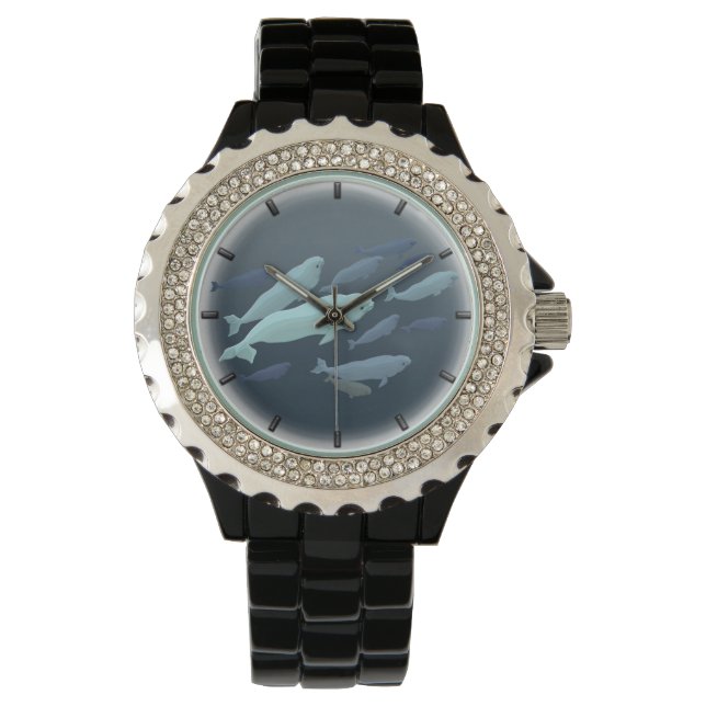 Beluga Whale Niedlich Baby Beluga Wrist Watch Armbanduhr (Vorderseite)