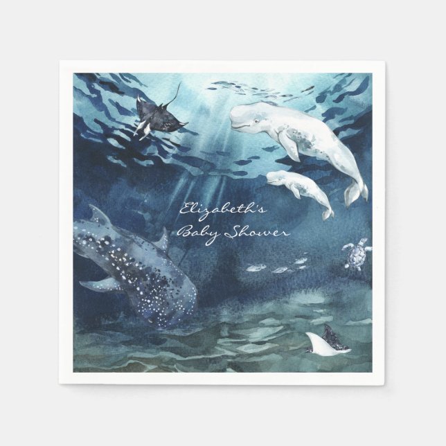 Beluga Whale | Ocean Baby Show Napkins Serviette (Vorderseite)