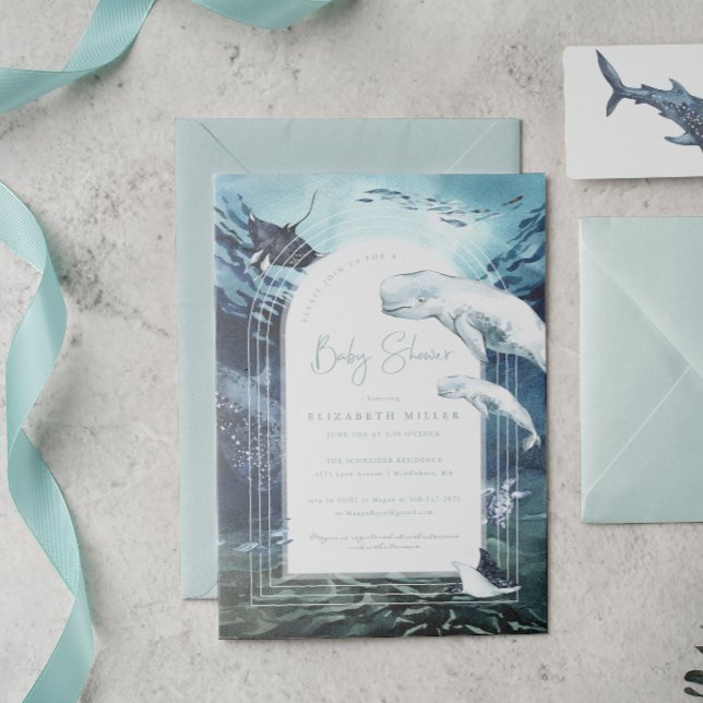 Beluga Whale Ocean Baby Shower Einladung (Von Creator hochgeladen)
