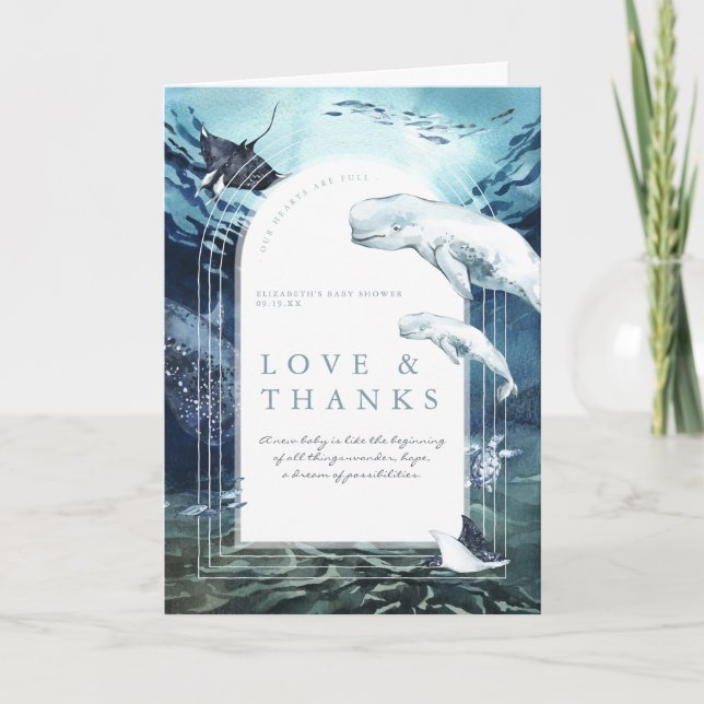 Beluga Whale Ocean | Babydusche Vielen Dank Dankeskarte (Vorderseite)