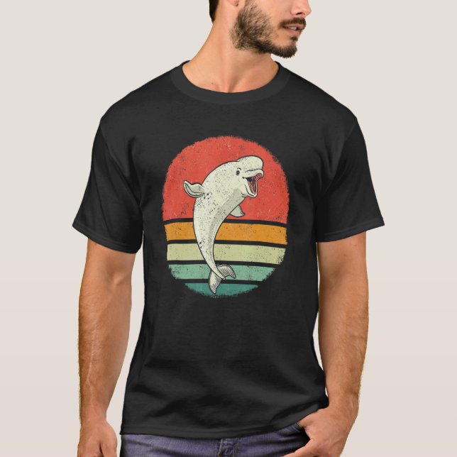 Beluga Whale Ocean Belugas Retro Sunset T-Shirt (Vorderseite)
