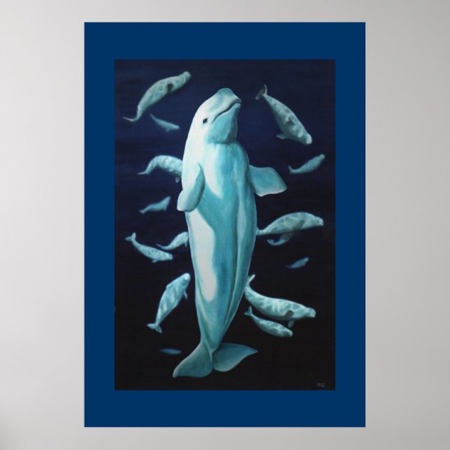 Beluga Whale Print Marine Life Poster Whale Print (Vorne)