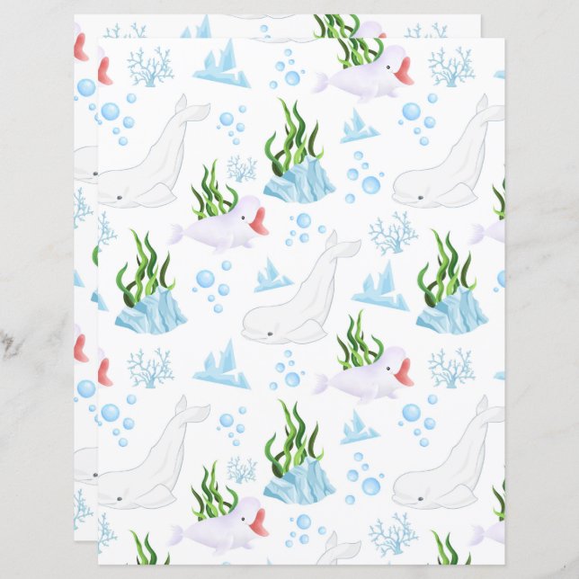 Beluga Whale Scrapbook Paper (Vorne/Hinten)