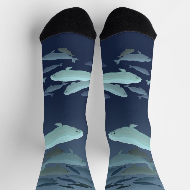 Beluga Whale Socks  Whale Art Socks Customize Socken (Oben)