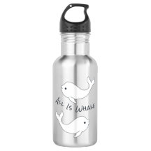 Beluga Whale Water Flasche (dunkler Text)