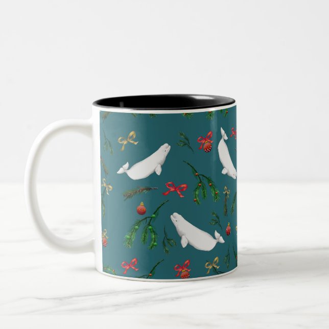 Beluga Whale Weihnachten Zweifarbige Tasse (Links)