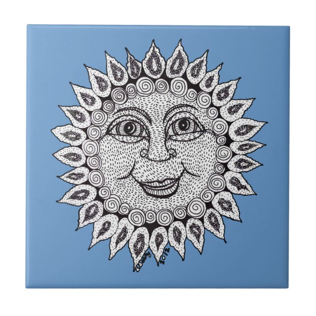 Belustigungs-Sonnenschein-Fliese Fliese (Vorderseite)