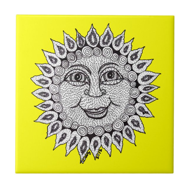 Belustigungs-Sonnenschein-Fliese Fliese (Vorderseite)