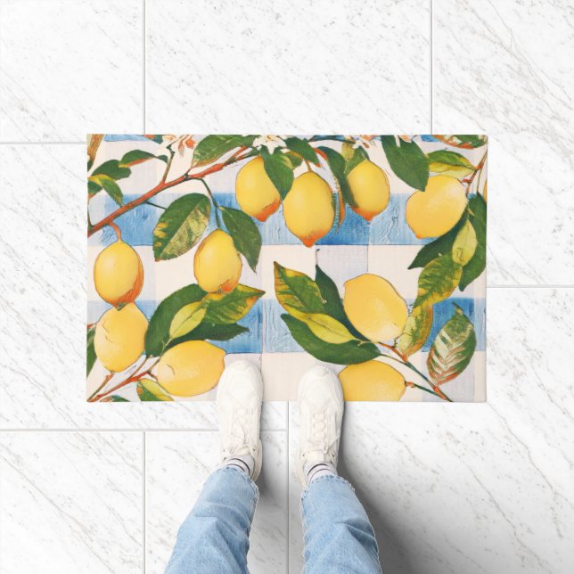 Bemale Limonen auf einer Tischlandschaft  Fußmatte (Indoor)