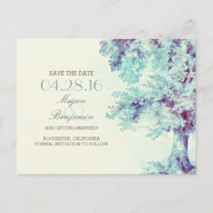 bemalte alte Baum Vintage Save-the-Date-Postkarten Ankündigungspostkarte