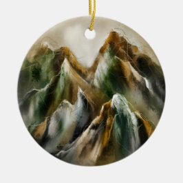 Bemalte Berge Keramik Ornament