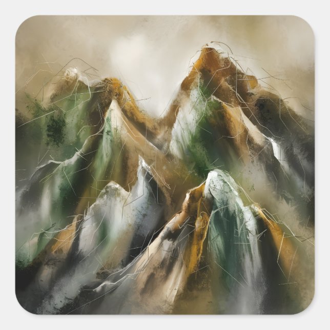Bemalte Berge  Quadratischer Aufkleber (Vorderseite)