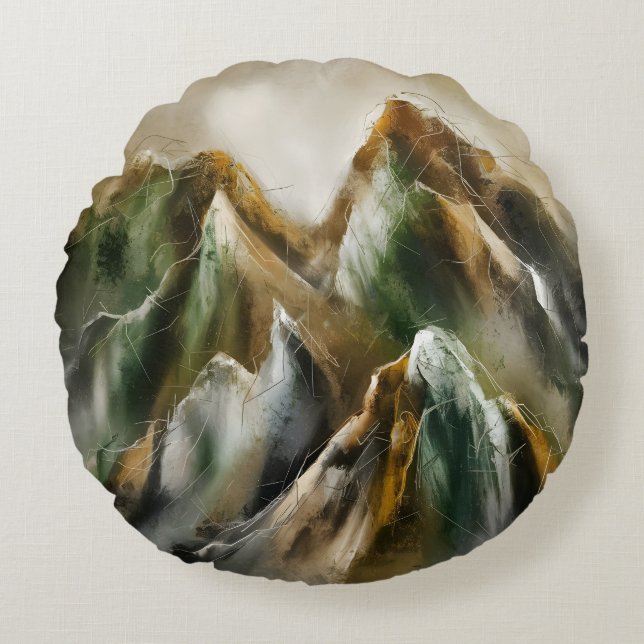 Bemalte Berge  Rundes Kissen (Vorderseite)
