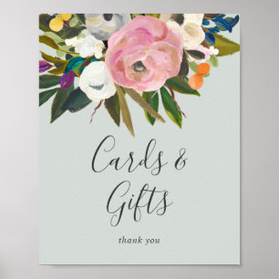 Bemalte Blumenkarten und Geschenke Schild