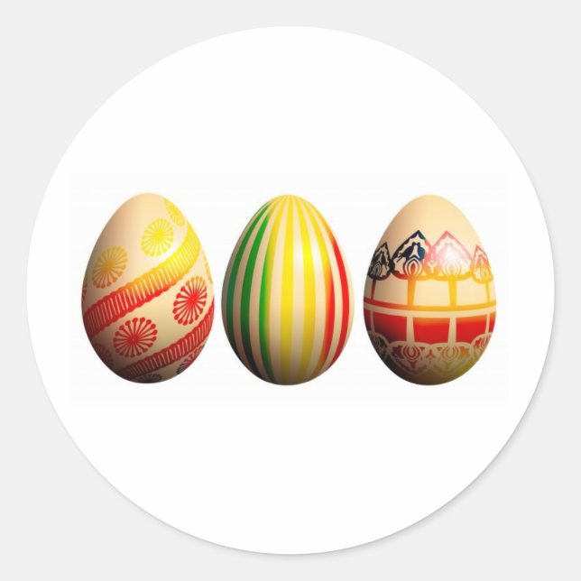 bemalte Eier Runder Aufkleber (Vorderseite)