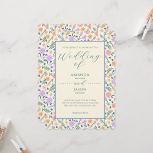 Bemalte florale Volkskunst-Hochzeitseinladung Einladung