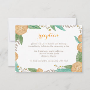 Bemalte Florals Hochzeitsempfang Karte