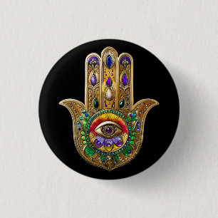 Bemalte Gold Hamsa Amethyst Rubin Drittes Auge Button