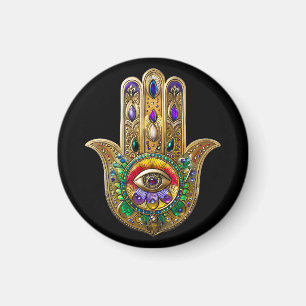 Bemalte Gold Hamsa Amethyst Rubin Drittes Auge Magnet