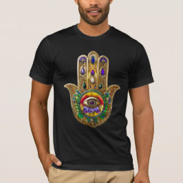 Bemalte Gold Hamsa Amethyst Rubin Drittes Auge T-Shirt