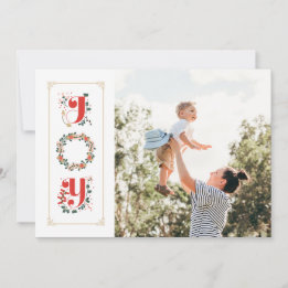 Bemalte Grünpflanzen-Familienfoto-Frohe-Weihnachte Feiertagskarte
