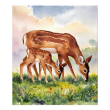 Bemalte Hirschmutter und -baby
