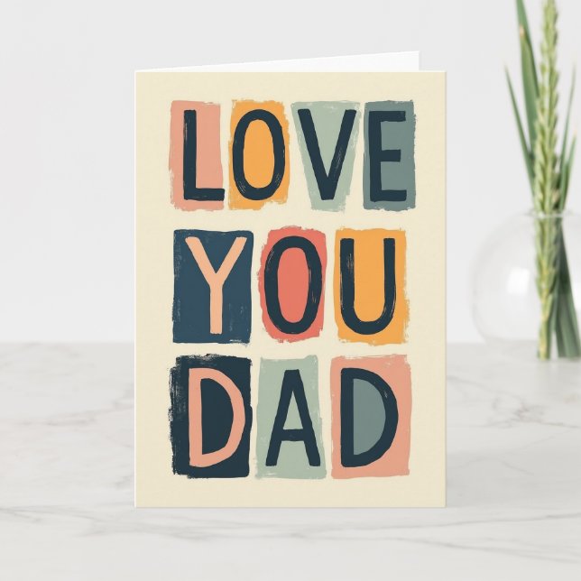 Bemalte Karte "Ich liebe dich, Papa" (Vorderseite)