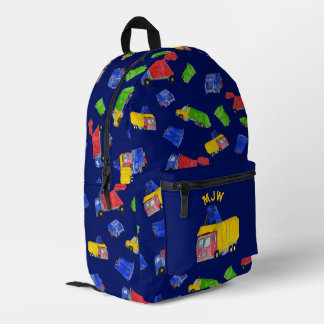 Bemalte Müllwagen Jungen Monogramm Bedruckter Rucksack