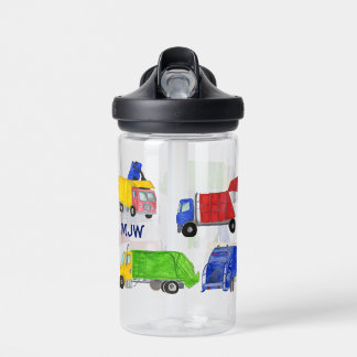 Bemalte Müllwagen Jungen Monogramm Trinkflasche