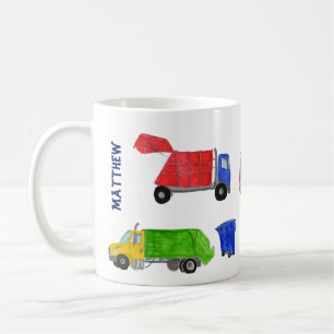 Bemalte Müllwagen Jungen Personalisiert Kaffeetasse