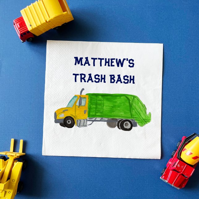 Bemalte Müllwagen Jungen Personalisiert Serviette (Von Creator hochgeladen)
