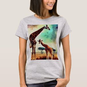 Bemalte Mumie und Baby-Giraffe, T-Shirt