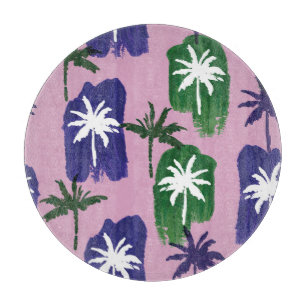 Bemalte Palme, Marineblau Grün. Schneidebrett