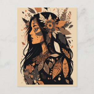 Bemalte schöne indianische Frau Postkarte