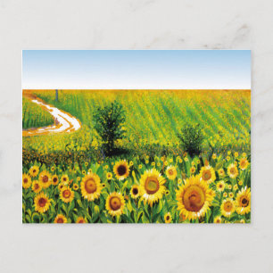 bemalte Sonnenblumen Postkarte