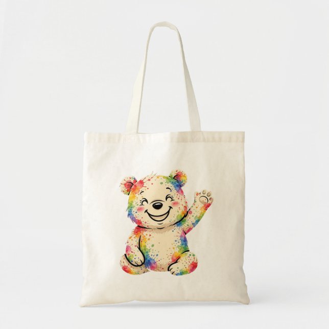 bemalte Teddybär-Tragetasche Tragetasche (Vorne)