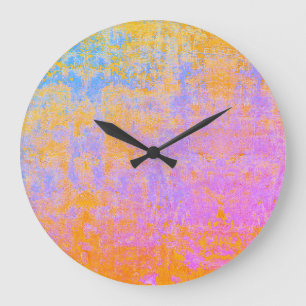 bemalte Textur in Sonnenuntergangsfarben Große Wanduhr