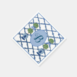 Bemalte Topiary Chinoiserie Ingwertöpfe Krug Serviette
