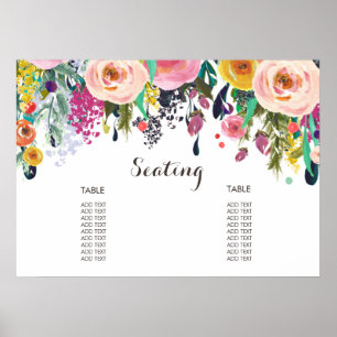 Bemalter Blumen-Sitzplan Poster