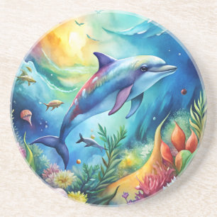 Bemalter Delfin Getränkeuntersetzer