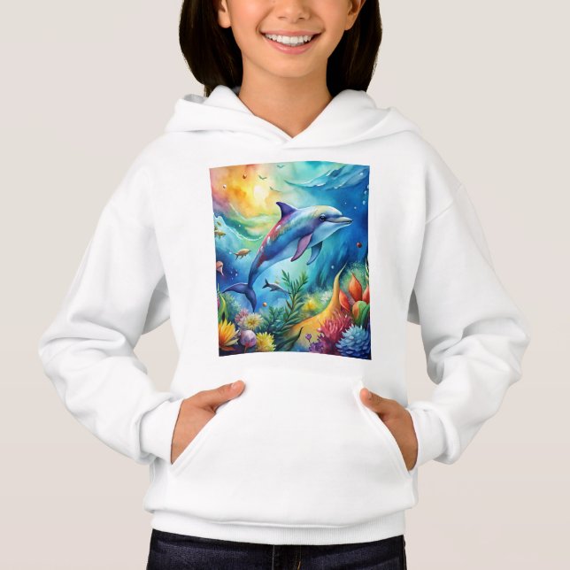 Bemalter Delfin Hoodie (Vorderseite)