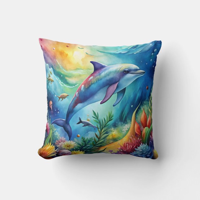 Bemalter Delfin Kissen (Vorderseite)