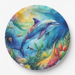 Bemalter Delfin Pappteller