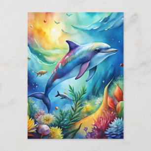 Bemalter Delfin Postkarte