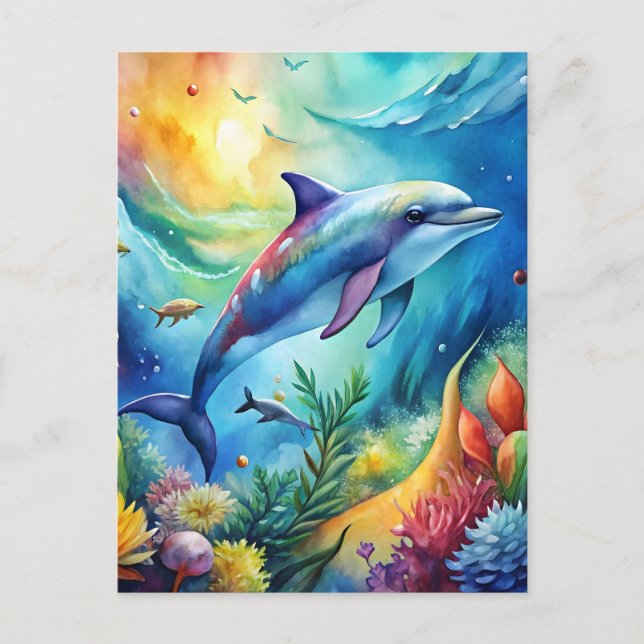 Bemalter Delfin Postkarte (Vorderseite)