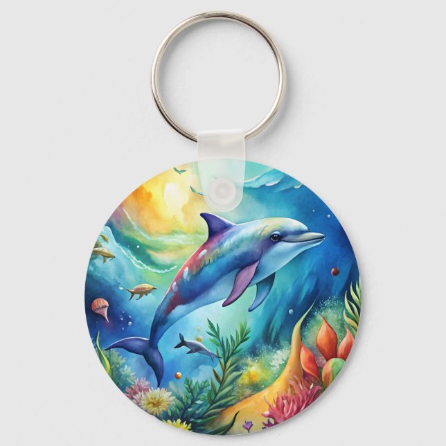 Bemalter Delfin Schlüsselanhänger (Vorderseite)