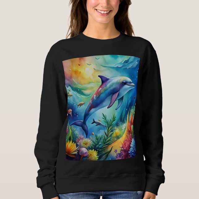 Bemalter Delfin Sweatshirt (Vorderseite)
